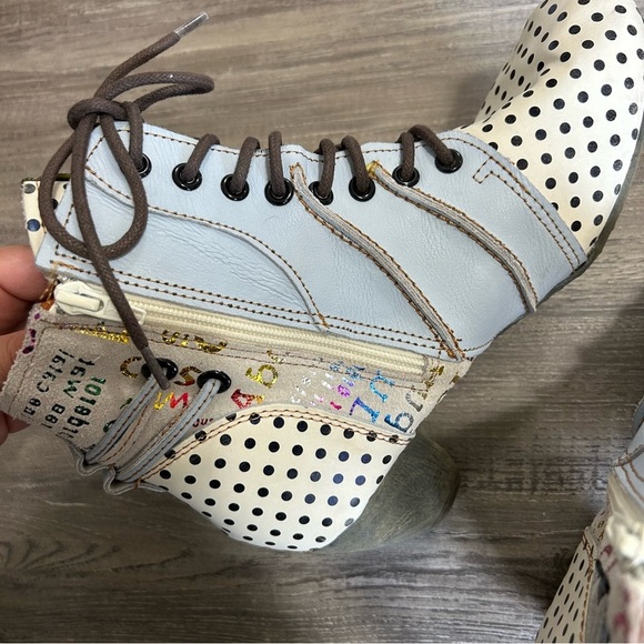 Maia Leather Polka Dot Quirky Lace Up Boot - Picture 7 of 9